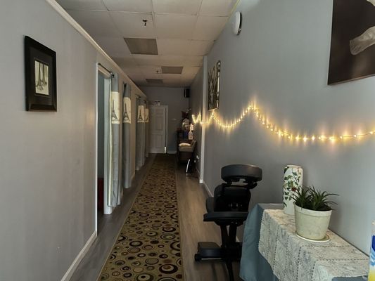 This is the corridor of massage work area, which is warm and romantic.