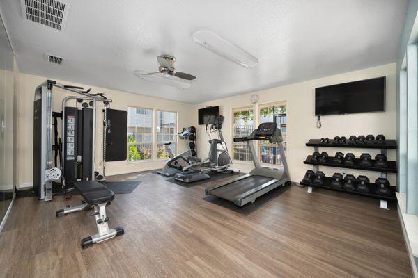 On-site Fitness Center with Free Weights