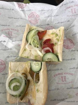 This is my veggie sub no mayo....