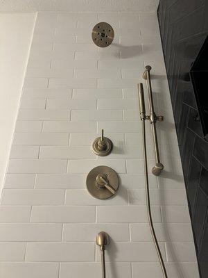 Delta Shower system with handheld shower  on gold finish