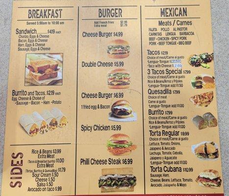 Updated menu