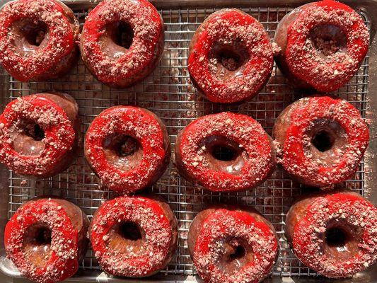 Raspberry Glazed Cloud Doughnuts