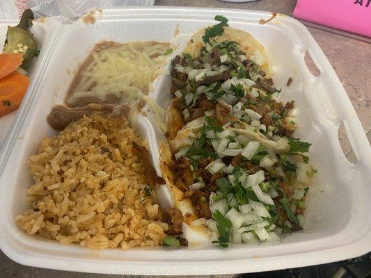 Taco plate, asada & al pastor.