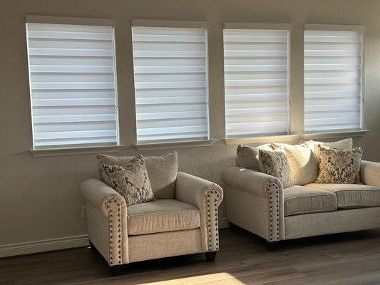 Electric adjustable blinds.