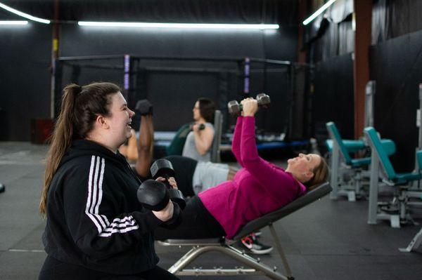 Workout area during a class.