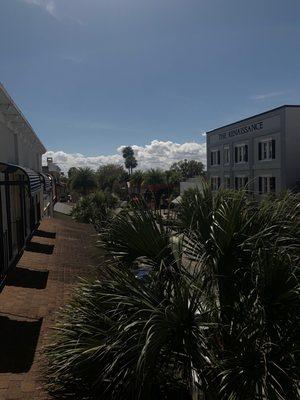 Outdoor dining and view of Historic Downtown Mount Dora