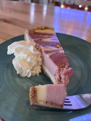 Raspberry white chocolate cheese cake....