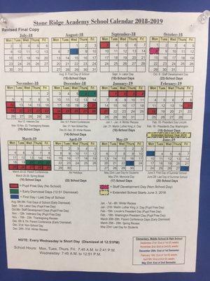 2019 School Calendar (Upland Unified School District)