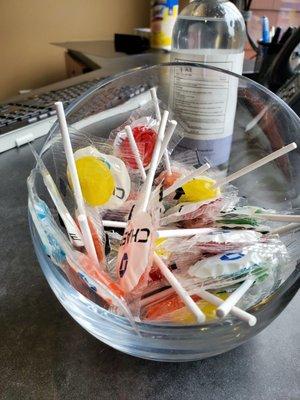 Lolly pops for the customers.