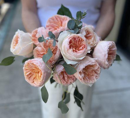 Garden rose wedding bouquet