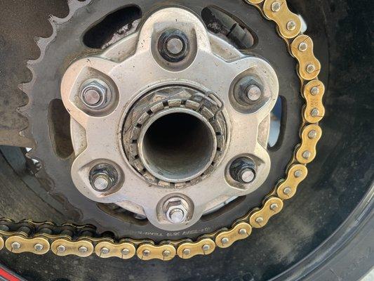 Rear wheel Ducati Multistrada. 3 nuts fell off after A$S crap work.