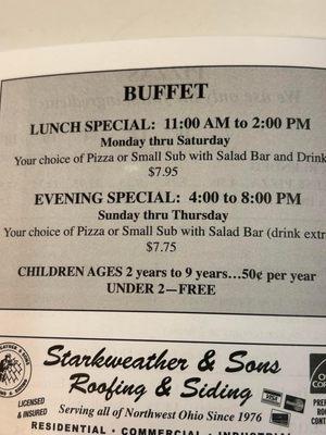 Buffet hours