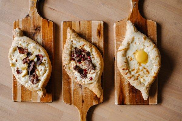 Try our excellent selection of unique Georgian khachapuri.