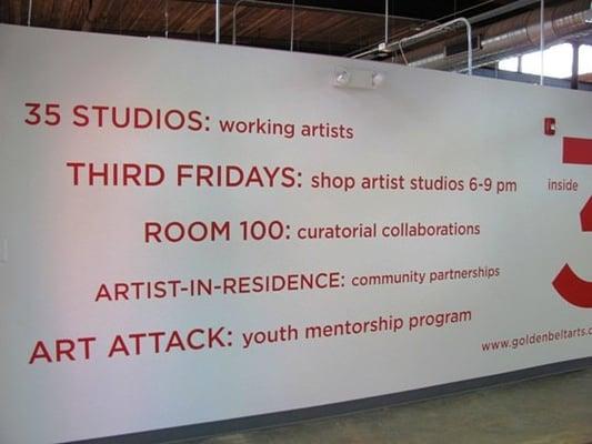 Signage at Artists Studio area