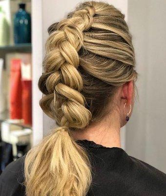 dutch braid updo by Michelle