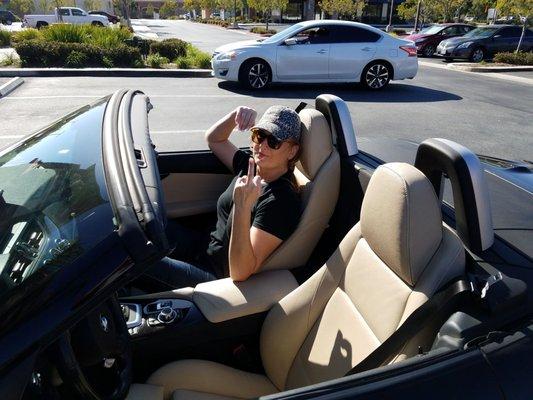 My Beautiful Wife Jenny Giving Escondido BMW the Bird in the BMW Z4 35is