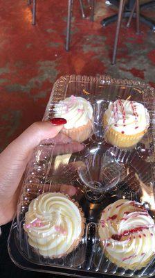 White chocolate raspberry (my favorite) and champagne cupcakes