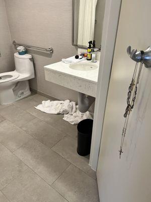 No counter room in the bathroom due to getting the handicap room