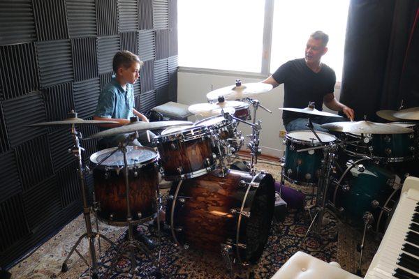 Scott Shafer teaching a Drum Lesson