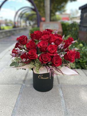 My gorgeous red rose arrangement, extremely fresh flowers