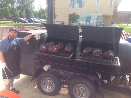 The owner and Linda his smoker