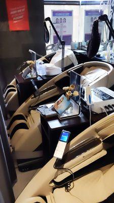 Massage chairs used during facials