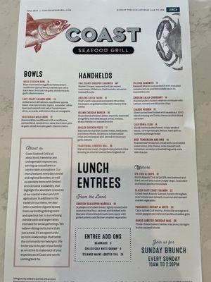 Lunch menu