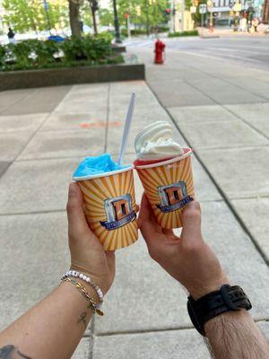 Honolulu Blue Raspberry and Zetterberry with soft serve ice cream