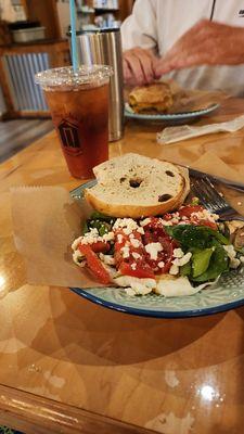 Vegetarian breakfast and iced tea