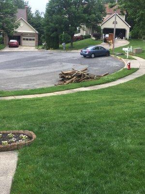 Railroad ties still in front of my house a month later.