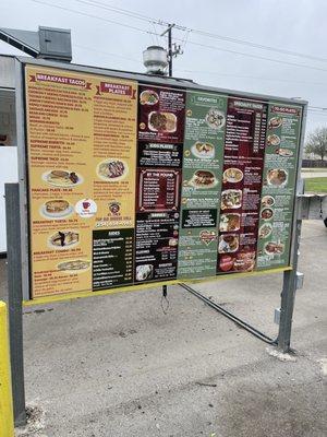 Drive thru menu