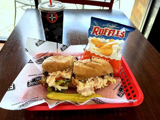 Engineer Sub with Chips and a Drink