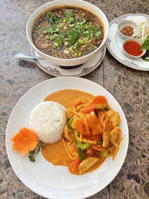 Beff tender soup and red curry