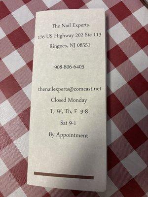 Salon menu