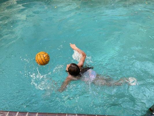 Practising water polo skills