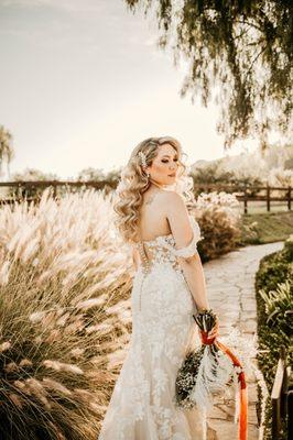 Beautiful Bride Reflecting on Her Day