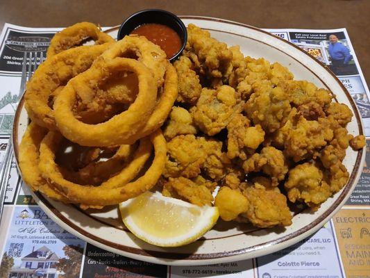 Fried oysters and Onion Rings