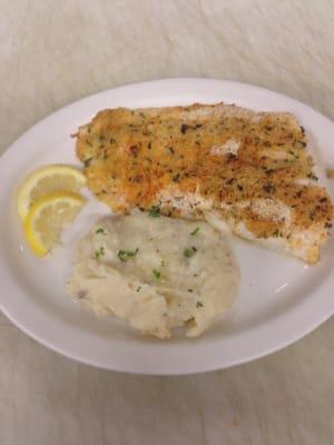 Broiled haddock with garlic mashed potatoes