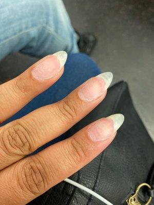 They couldn't even add clear coat to the paid regular manicure. Smh