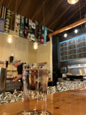 Atmosphere, glassware, beer board.