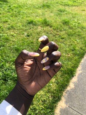 Summertime themed nails done at wonder nails.