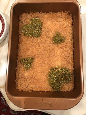 Konafa made with home made sweet cheese and qishta    special order only