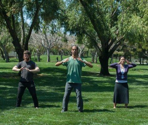 Relaxing and recharging during our corporate Qigong class