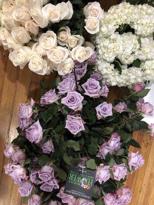 Purple flowers are wilting on the edges from Marion Flower Shop. White and cream came via mail and look nice and fresh.