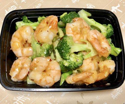 Jumbo Shrimp Broccoli with White Garlic Sauce