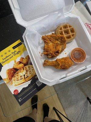 Chicken and waffle sample -- phenomenal!