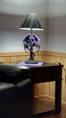 Purple dragon on cross table lamp