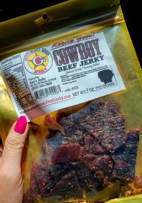 Cowboy Jerky ($23) and my Barbie nails.