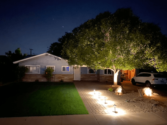 wonderful new pavers, turf, & desert landscape