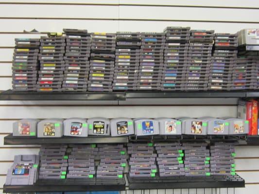 Most of the store's loose retro video game cartridges to include NES, SNES, N64, and more.